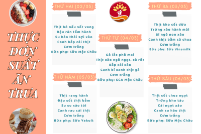 TNT – THỰC ĐƠN SUẤT ĂN TRƯA (TUẦN TỪ 02/3/2026 ĐẾN 06/3/2026)