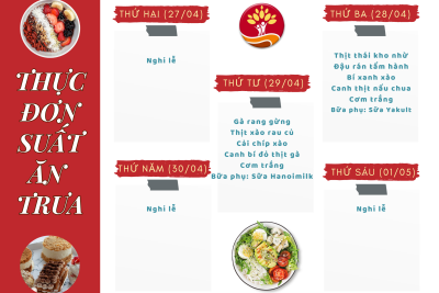 TNT – THỰC ĐƠN SUẤT ĂN TRƯA (TUẦN TỪ 27/4/2026 ĐẾN 1/5/2026)