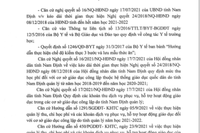 TNT – Công khai các khoản thu dịch vụ, hỗ trợ hoạt động giáo dục năm học 2021-2022