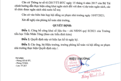 TNT – Công khai số liệu thu – chi NSNN 6 tháng đầu năm 2021