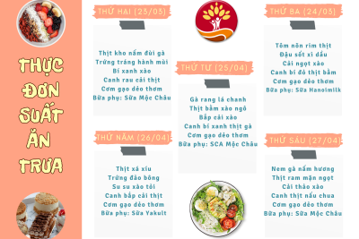 TNT – THỰC ĐƠN SUẤT ĂN TRƯA (TUẦN TỪ 23/3/2026 ĐẾN 27/03/2026)