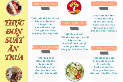 TNT – THỰC ĐƠN SUẤT ĂN TRƯA (TUẦN TỪ 30/3/2026 ĐẾN 3/4/2026)