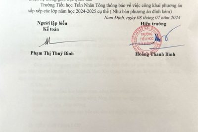 TNT – Công khai phương án sắp xếp các lớp năm học 2024 – 2025